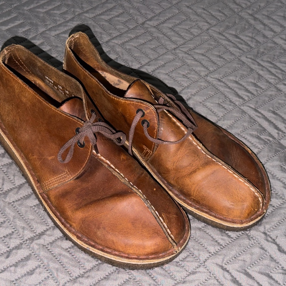 Clarks Tan Leather Men's Slip-Ons